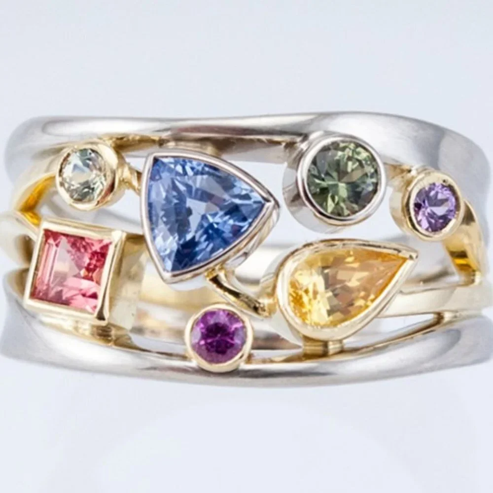 😍Multi Color Stone 925 Silver Ring for Women, F032 (LIMITED EDITION!!)